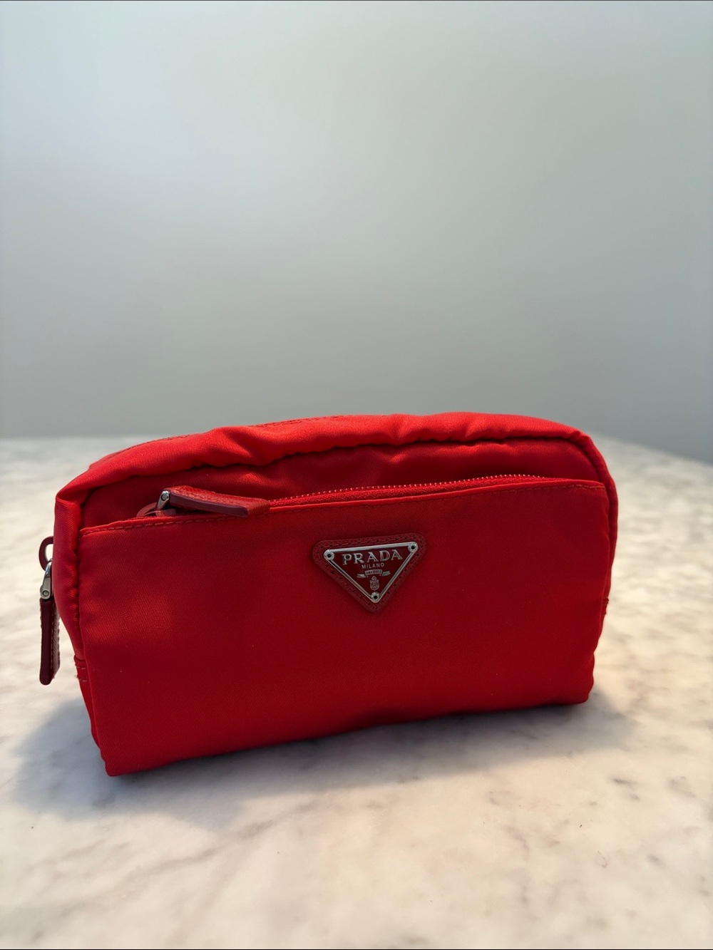 Prada Red Nylon Toiletry Pouch